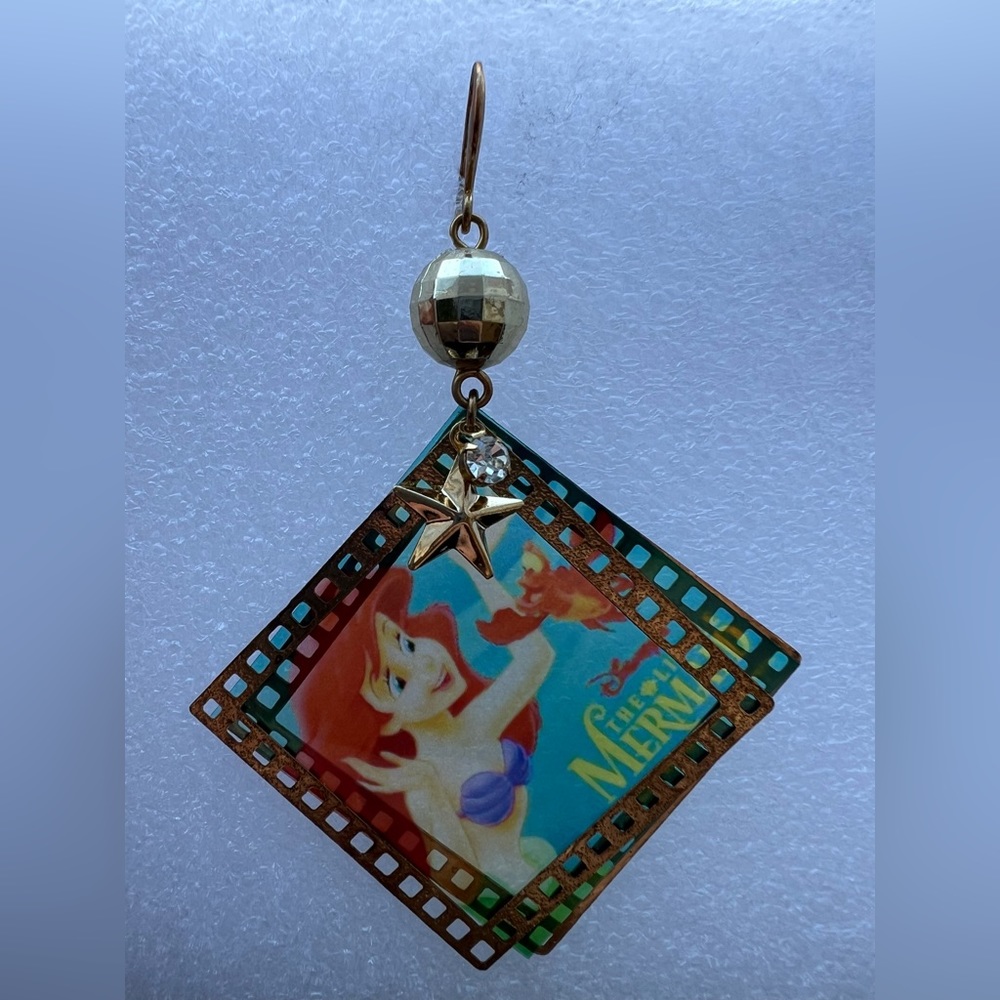 Disney little mermaid and Sebastian dangling film earring